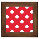Polka Dots - White on Alizarin Red Framed Tile