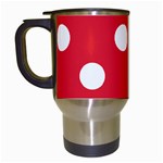 Polka Dots - White on Alizarin Red Travel Mug (White)