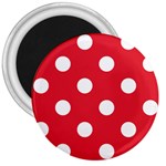 Polka Dots - White on Alizarin Red 3  Magnet