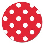 Polka Dots - White on Alizarin Red Magnet 5  (Round)