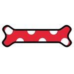 Polka Dots - White on Alizarin Red Magnet (Dog Bone)