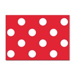 Polka Dots - White on Alizarin Red Sticker A4 (100 pack)