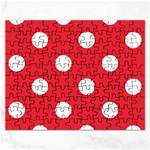 Polka Dots - White on Alizarin Red Jigsaw Puzzle (Rectangular)