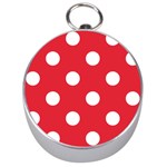 Polka Dots - White on Alizarin Red Silver Compass