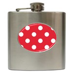 Polka Dots - White on Alizarin Red Hip Flask (6 oz)