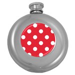 Polka Dots - White on Alizarin Red Hip Flask (5 oz)