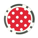 Polka Dots - White on Alizarin Red Poker Chip Card Guard
