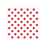 Polka Dots - Alizarin Red on White Satin Bandana Scarf