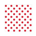 Polka Dots - Alizarin Red on White Small Satin Scarf  (Square)