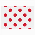 Polka Dots - Alizarin Red on White Large Glasses Cloth (2 Sides)