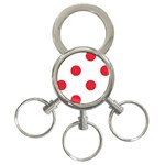 Polka Dots - Alizarin Red on White 3-Ring Key Chain