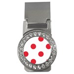 Polka Dots - Alizarin Red on White Money Clip (CZ)