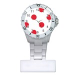 Polka Dots - Alizarin Red on White Nurses Watch