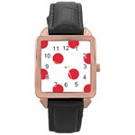 Polka Dots - Alizarin Red on White Rose Gold Leather Watch