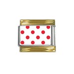 Polka Dots - Alizarin Red on White Gold Trim Italian Charm (9mm)