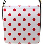 Polka Dots - Alizarin Red on White Flap Closure Messenger Bag (S)