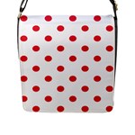 Polka Dots - Alizarin Red on White Flap Closure Messenger Bag (L)