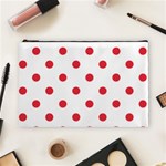 Polka Dots - Alizarin Red on White Cosmetic Bag (L)