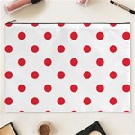 Polka Dots - Alizarin Red on White Cosmetic Bag (XXXL)
