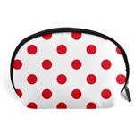 Polka Dots - Alizarin Red on White Accessory Pouch (Large)