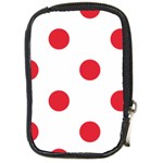 Polka Dots - Alizarin Red on White Compact Camera Leather Case