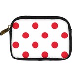 Polka Dots - Alizarin Red on White Digital Camera Leather Case