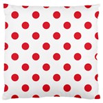 Polka Dots - Alizarin Red on White Large Cushion Case (One Side)