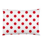 Polka Dots - Alizarin Red on White Pillow Case (One Side)
