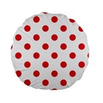 Polka Dots - Alizarin Red on White Standard 15  Premium Round Cushion