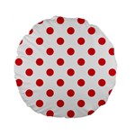 Polka Dots - Alizarin Red on White Standard 15  Premium Flano Round Cushion