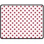 Polka Dots - Alizarin Red on White Fleece Blanket (Medium) (One Side)