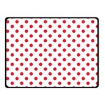 Polka Dots - Alizarin Red on White Fleece Blanket (Small) (One Side)