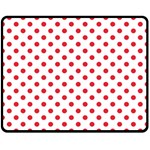 Polka Dots - Alizarin Red on White Double Sided Fleece Blanket (Medium) (Two Sides)