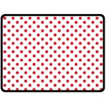 Polka Dots - Alizarin Red on White Double Sided Fleece Blanket (Large) (Two Sides)