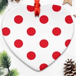 Polka Dots - Alizarin Red on White Heart Ornament (Two Sides)