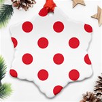 Polka Dots - Alizarin Red on White Ornament (Snowflake)