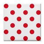 Polka Dots - Alizarin Red on White Tile Coaster