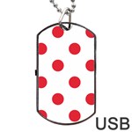 Polka Dots - Alizarin Red on White Dog Tag USB Flash (Two Sides)