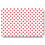 Polka Dots - Alizarin Red on White Large Doormat