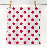 Polka Dots - Alizarin Red on White Face Towel