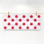 Polka Dots - Alizarin Red on White Hand Towel