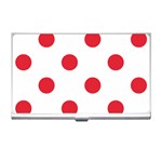 Polka Dots - Alizarin Red on White Business Card Holder