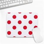 Polka Dots - Alizarin Red on White Small Mousepad