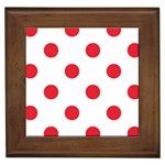 Polka Dots - Alizarin Red on White Framed Tile