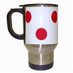 Polka Dots - Alizarin Red on White Travel Mug (White)