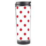 Polka Dots - Alizarin Red on White Travel Tumbler