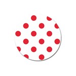 Polka Dots - Alizarin Red on White Magnet 3  (Round)