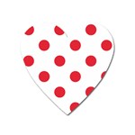 Polka Dots - Alizarin Red on White Magnet (Heart)