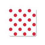 Polka Dots - Alizarin Red on White Magnet (Square)
