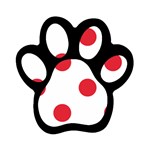 Polka Dots - Alizarin Red on White Magnet (Paw Print)